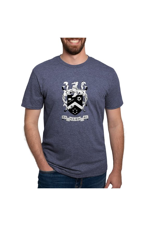 - Pi Alpha Phi Black And White Crest T Shirt - Mens Tri-blend T-Shirt