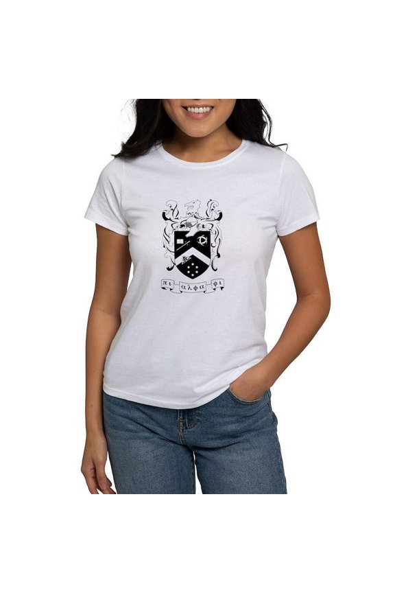 - Pi Alpha Phi Black And White Crest T Shirt - Women's Classic T-Shirt