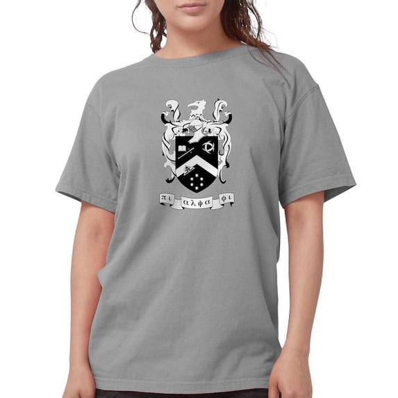 CafePress - Pi Alpha Phi Black And White Crest T Shirt - Womens Comfort Colors® Shirt