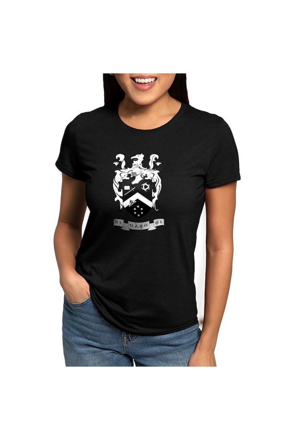 - Pi Alpha Phi Black And White Crest T Shirt - Womens Tri-blend T-Shirt