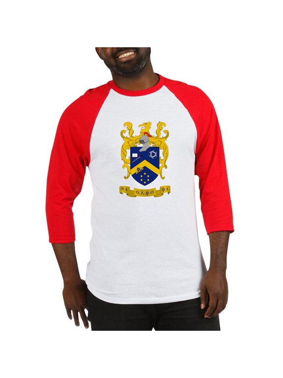 - Pi Alpha Phi Colored Crest Baseball Jersey - Cotton Baseball Jersey, 3/4 Raglan Sleeve Shirt