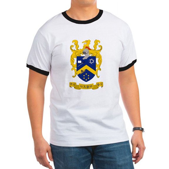 CafePress - Pi Alpha Phi Colored Crest T Shirt - 100% Cotton Ringed T-Shirt