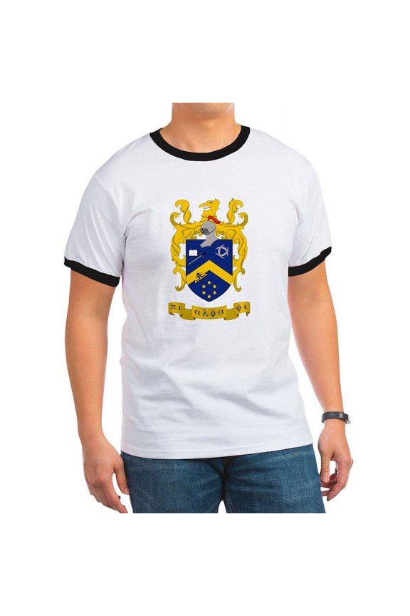 - Pi Alpha Phi Colored Crest T Shirt - 100% Cotton Ringed T-Shirt