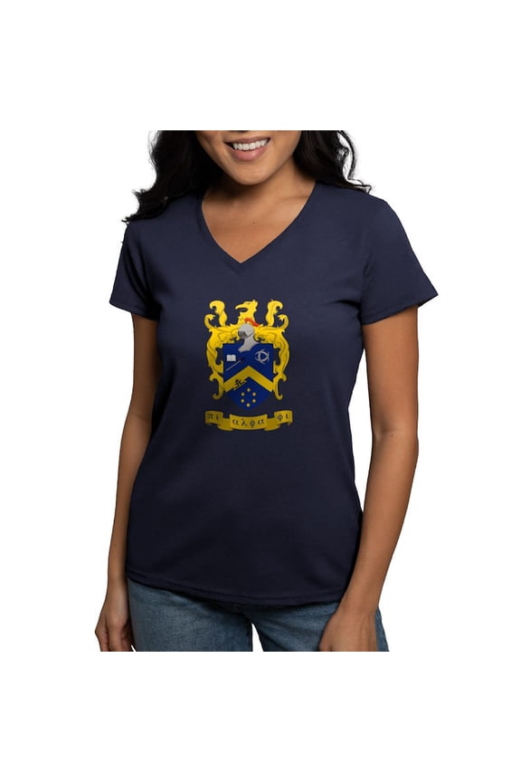 - Pi Alpha Phi Colored Crest T Shirt - Women's V-Neck Dark T-Shirt