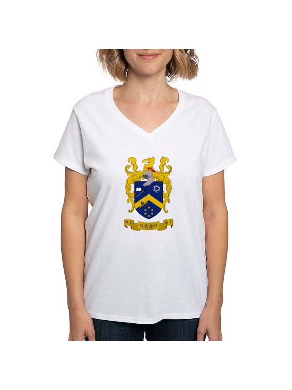- Pi Alpha Phi Colored Crest T Shirt - Womens Cotton V-Neck T-shirt