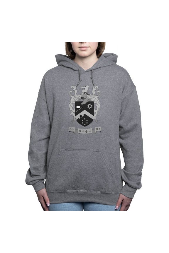 - Pi Alpha Phi Crest Greyscale Sweatshirt - Pullover Hoodie, Classic & Comfortable Hooded Sweatshirt