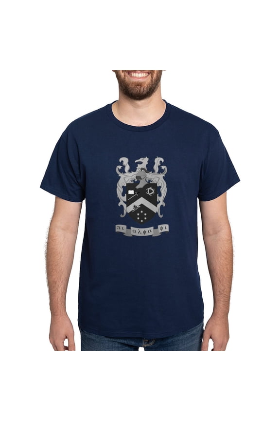 - Pi Alpha Phi Crest Greyscale T Shirt - Men's Classic Graphic Cotton T-Shirt
