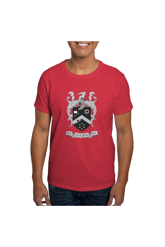 - Pi Alpha Phi Crest Greyscale T Shirt - Men's Classic Graphic Cotton T-Shirt