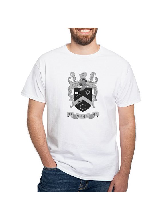- Pi Alpha Phi Crest Greyscale T Shirt - Men's Classic Cotton T-Shirts