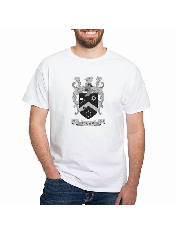 - Pi Alpha Phi Crest Greyscale T Shirt - Men's Classic Cotton T-Shirts