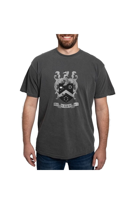 - Pi Alpha Phi Crest Greyscale T Shirt - Mens Comfort Colors Shirt
