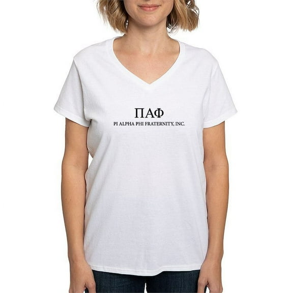 CafePress - Pi Alpha Phi Letters T Shirt - Womens Cotton V-Neck T-shirt