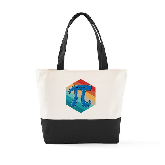 CafePress - Pi Day Retro Sunset - Two Tone, 100% Cotton, Zipper Tote Bag