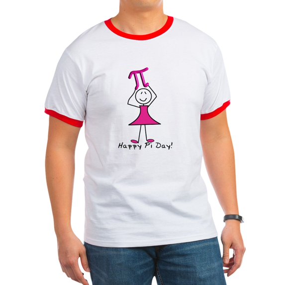 CafePress - Pi Day Ringer T - 100% Cotton Ringed T-Shirt