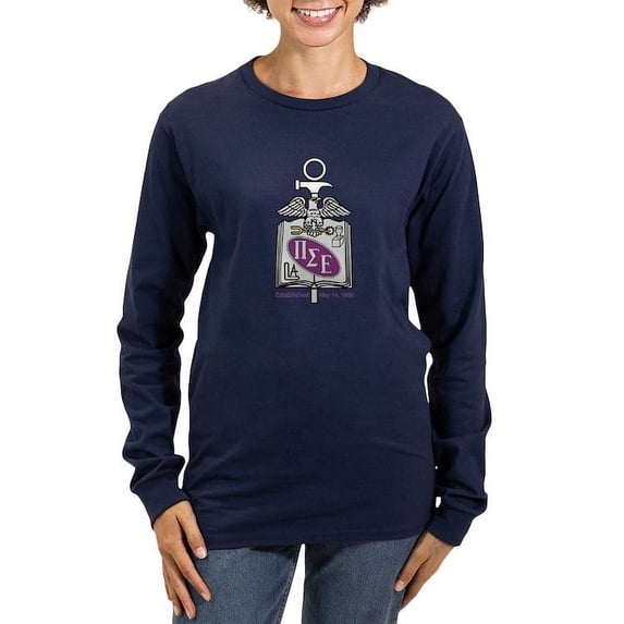 CafePress - Pi Sigma Epsilon Colored Crest Long Sleeve T Shirt - Women's Long Sleeve Graphic Tee Casual Fit