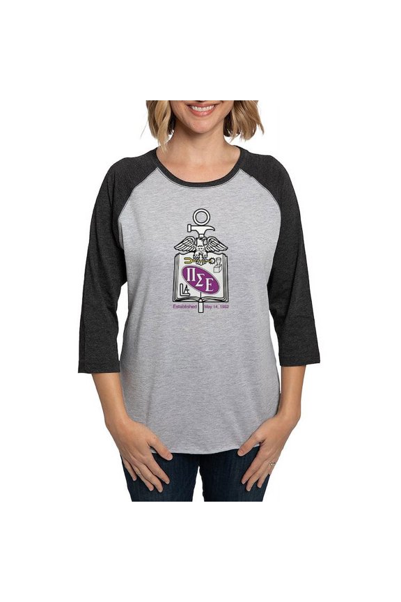 - Pi Sigma Epsilon Colored Crest Long Sleeve T Shirt - Womens Baseball Tee