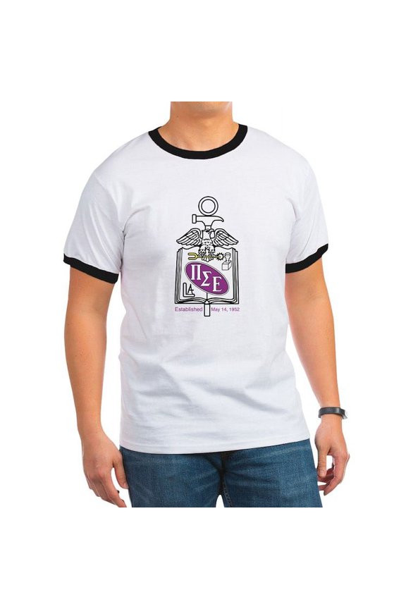 - Pi Sigma Epsilon Colored Crest T Shirt - 100% Cotton Ringed T-Shirt