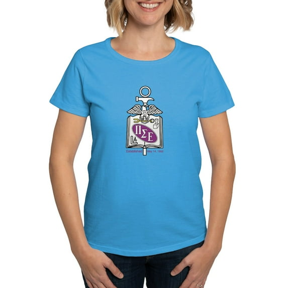 CafePress - Pi Sigma Epsilon Colored Crest T Shirt - Women's Traditional Fit Dark T-Shirt