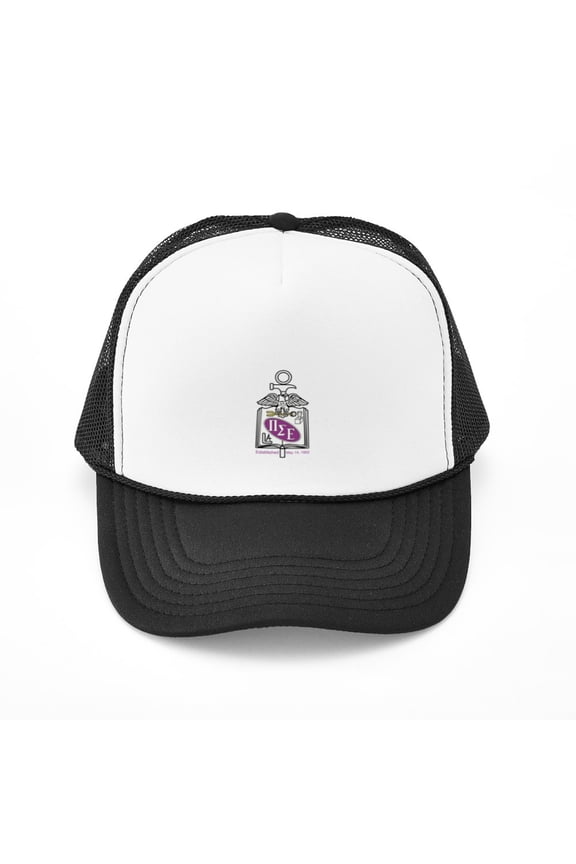 - Pi Sigma Epsilon Colored Crest - Adjustable Unisex Printed Trucker Hat with Mesh Back