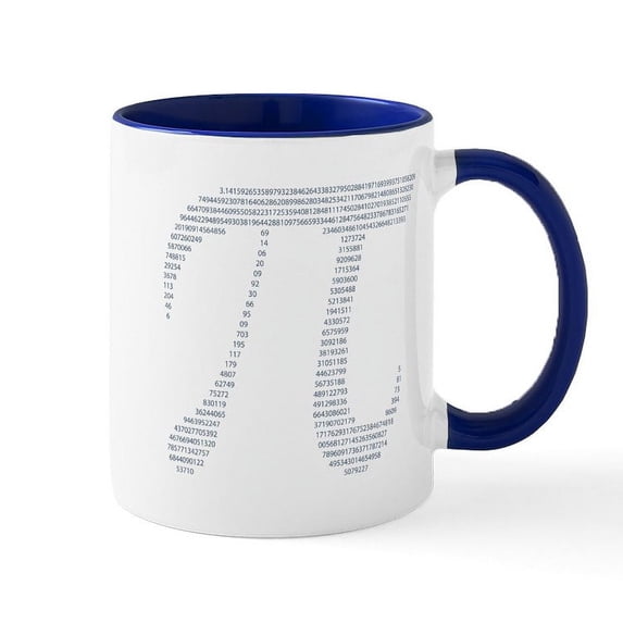 CafePress - Pi Symbol W/ Numbers Mug - 11 oz Ceramic Mug - Novelty Coffee Tea Cup