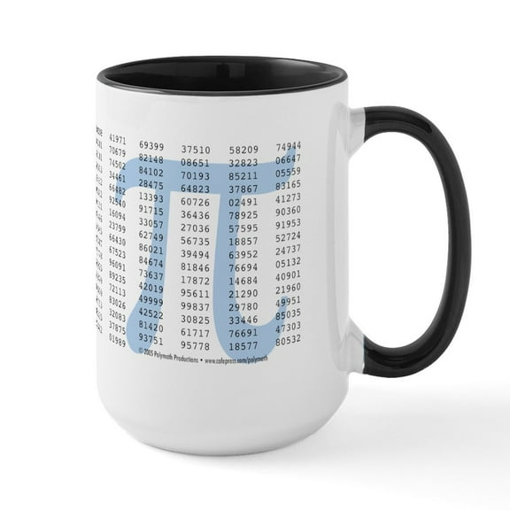 CafePress - Pi To 1001 Digits Large Mug - 15 oz Ceramic Large White Novelty Mug