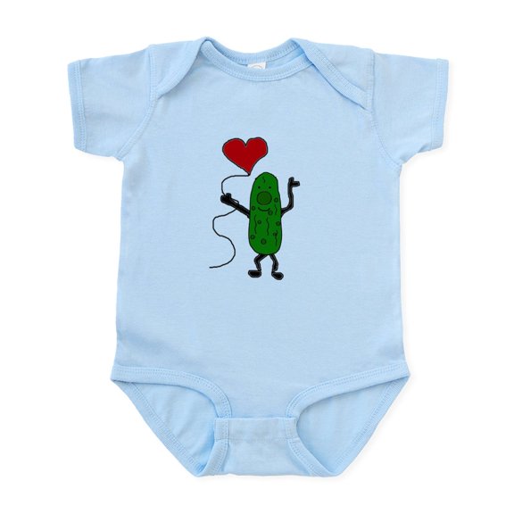 CafePress - Pickle Holding Heart Balloon Body Suit - Baby Light Bodysuit, Size Newborn - 24 Months