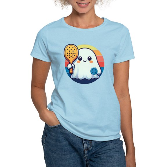 CafePress - Pickleball Halloween Ghost Women's Value T Shirt - Women's Classic T-Shirt