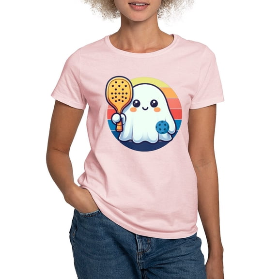 CafePress - Pickleball Halloween Ghost Women's Value T Shirt - Women's Classic T-Shirt