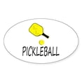 thumbnail image 1 of CafePress - Pickleball Slogan Yellow Ball Paddle Sticker - Sticker (Oval), 1 of 1