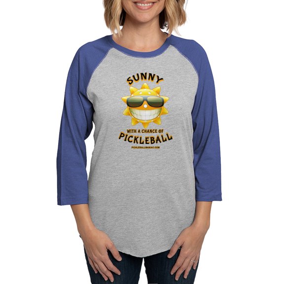 CafePress - Pickleball Sun With A Chance Of Picklebal Long Sle - Womens Baseball Tee