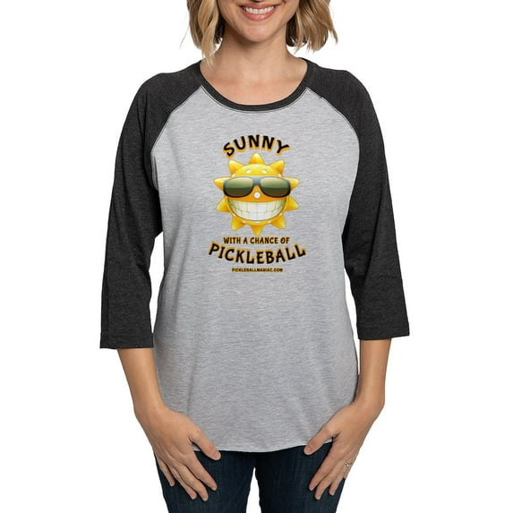 CafePress - Pickleball Sun With A Chance Of Picklebal Long Sle - Womens Baseball Tee