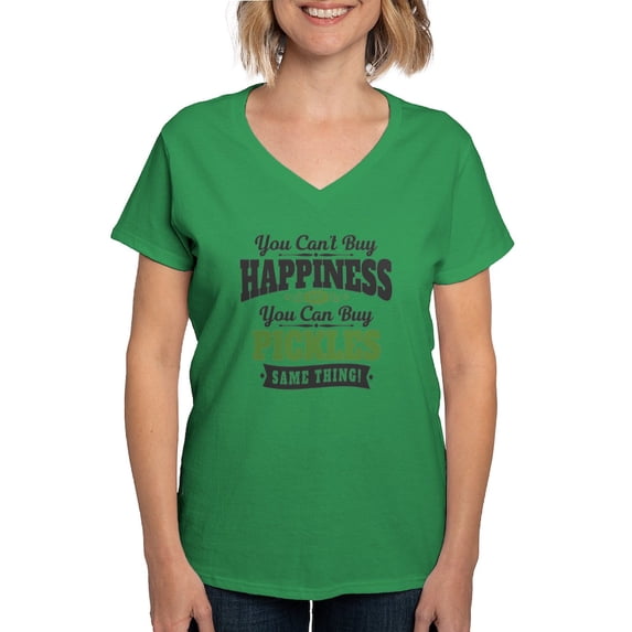 CafePress - Pickles Happiness Women's V Neck Dark T Shirt - Women's V-Neck Dark T-Shirt