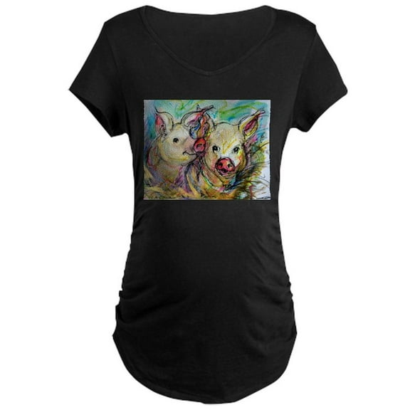 CafePress - Pig, Couple, Cute, Maternity Dark T Shirt - Maternity Dark T-Shirt