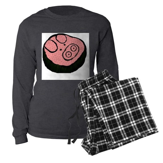 CafePress - Pig Sushi - Women's Long Sleeve Charcoal Gray Pajamas