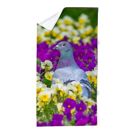 CafePress - Pigeon And Pansies - Large Beach Towel, Soft 30"x60" Towel with Unique Design