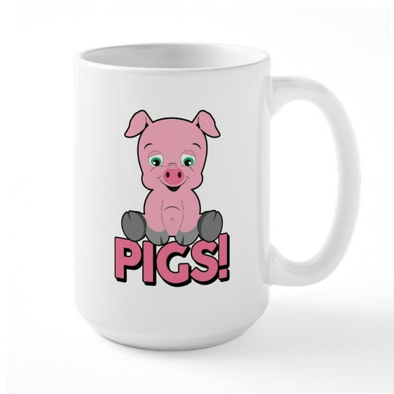CafePress - Pigs! Mugs - 15 oz Ceramic Large White Novelty Mug