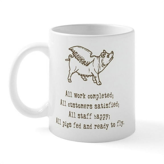 CafePress - Pigs Ready To Fly Mug - 11 oz Ceramic Mug - Novelty Coffee Tea Cup