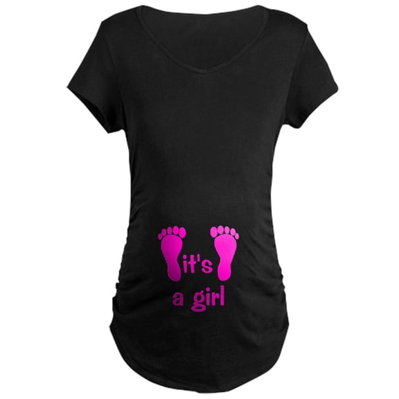 CafePress - Pink Baby Footprints Maternity Dark T Shirt - Maternity Dark T-Shirt