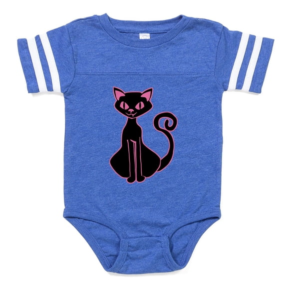 CafePress - Pink Black Kitty - Cute Infant Baby Football Bodysuit
