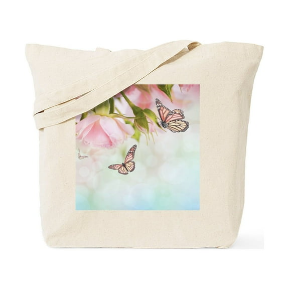 CafePress - Pink Butterflies Tote Bag - Unisex Canvas Tote Bag, Beige, 1-Piece