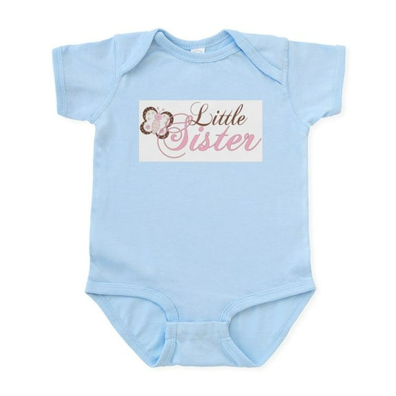 CafePress - Pink Butterfly Little Sister Infant Bodysuit - Baby Light Bodysuit, Size Newborn - 24 Months
