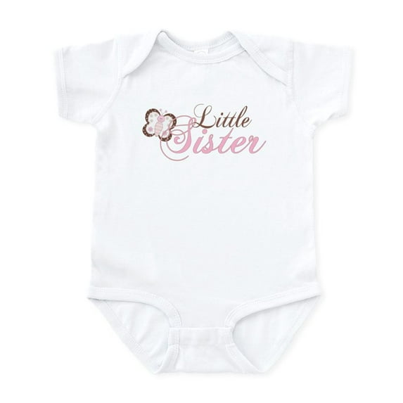 CafePress - Pink Butterfly Little Sister Infant Bodysuit - Baby Light Bodysuit, Size Newborn - 24 Months