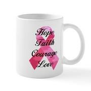 CafePress - Pink Camouflage Ribbon Mugs - 11 oz Ceramic Mug - Novelty Coffee Tea Cup