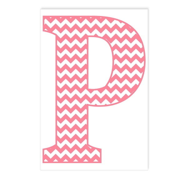 CafePress - Pink Chevron Letter P Monogram Postcards (Package - Postcards (Package of 8)