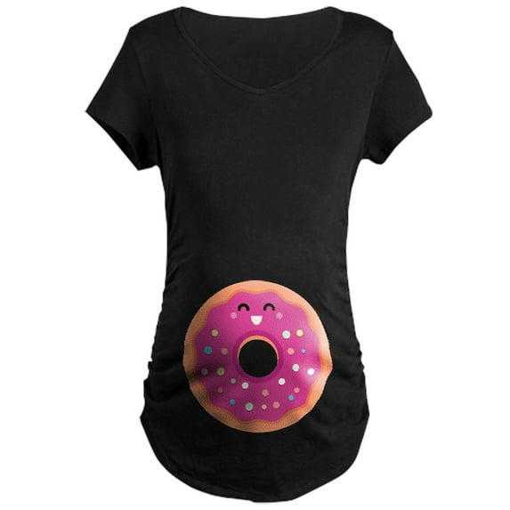 CafePress - Pink Donut Maternity T Shirt - Maternity Dark T-Shirt