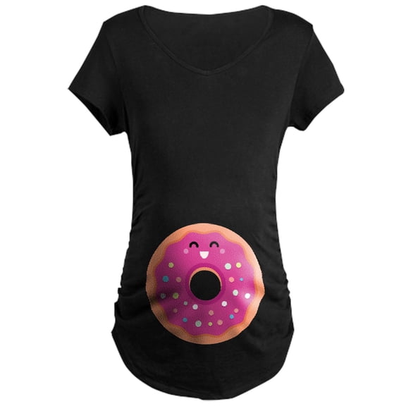 CafePress - Pink Donut Maternity T Shirt - Maternity Dark T-Shirt