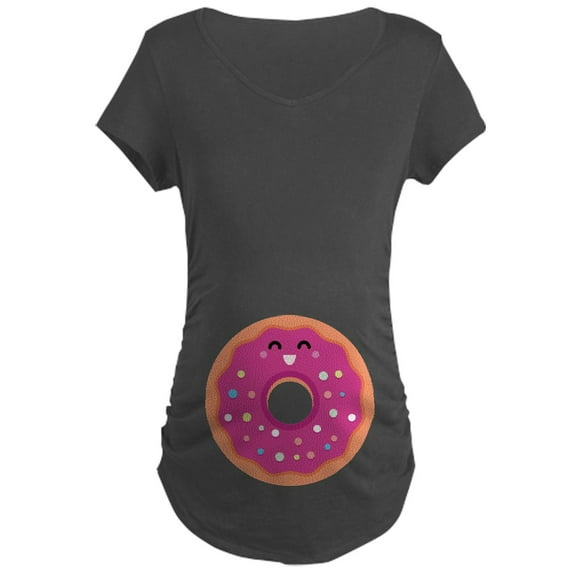 CafePress - Pink Donut Maternity T Shirt - Maternity Dark T-Shirt