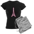 thumbnail image 1 of CafePress - Pink Eiffel Tower Women's Dark Pajamas - Women's Short Sleeve Print T-Shirt and Pants Dark Cotton Pajama Set, 1 of 7