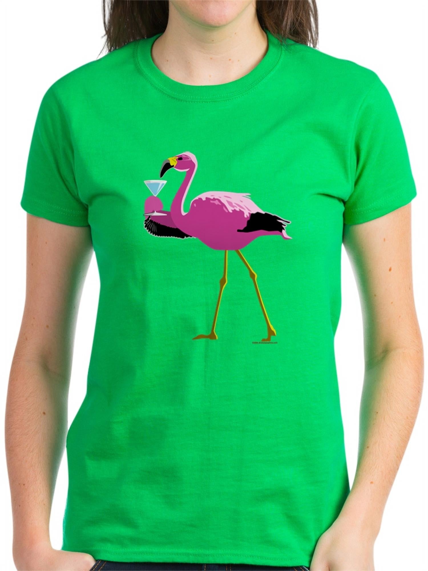 Women\'s A Dark Sh T Pink T-Shirt Women\'s Flamingo Martini Dark - Drinking - CafePress