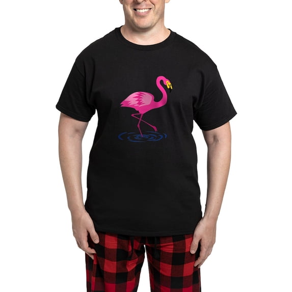 CafePress - Pink Flamingo Men's Dark Pajamas - Men's Dark Loose Fit Cotton Pajama Set